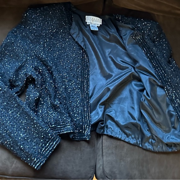 Niteline Della Roufogali Black Elegant Formal Beaded Sequence Hooks Closure SZ L - Picture 11 of 16